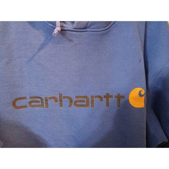 Carhartt Pullover Men's 2X Hoodie Original Fit Graphic Logo Fleece Lined Blue - Picture 5 of 5